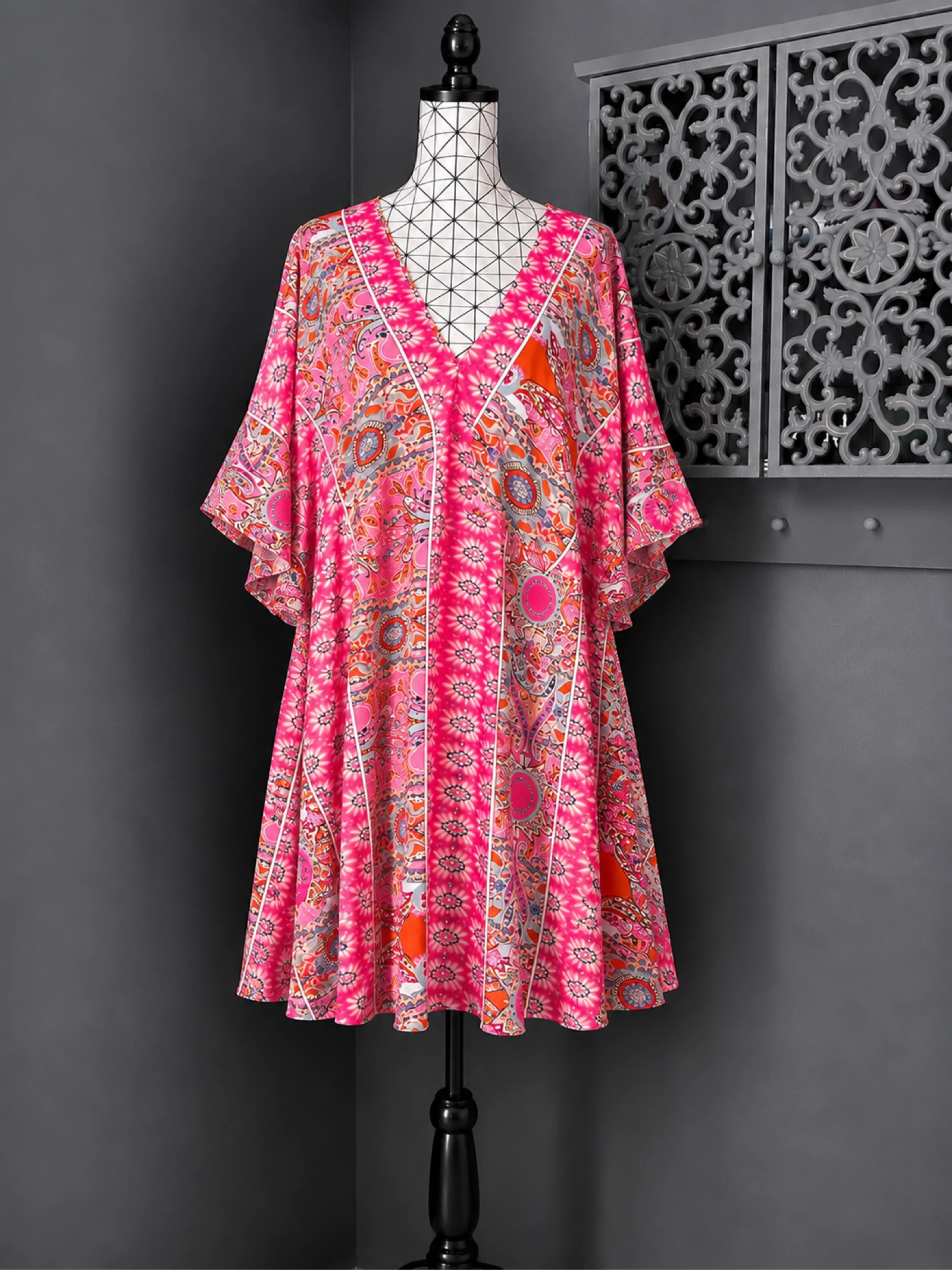 💖 robe longue multicolore abstraite grande taille 58 fluide bohème oversize colorée 💖